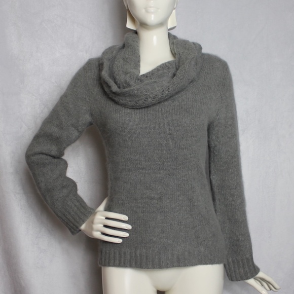 Cowl Neck Knit Angora and Wool Blend Sweater - Picture 1 of 7